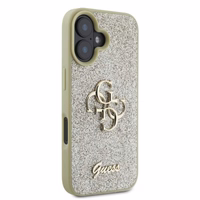 Guess Fixed Glitter Big 4G dėklas telefonui iPhone 16 - auksinis