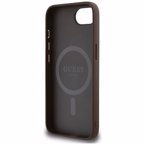 Guess 4G Ring Classic Logo Magnetinis dėklas telefonui iPhone 16e - ruda