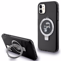 Karl Lagerfeld Magnetinis dėklas telefonui su žiediniu stovu Karl&Choupette MagSafe iPhone 11 / Xr - juodas