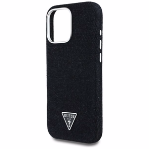 Guess Džinsinis trikampio logotipas MagSafe dėklas iPhone 16 Pro - juodas