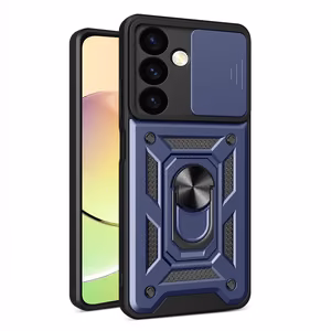 Hybrid Armor Camshield šarvuotas dėklas telefonui Samsung Galaxy A15 su kameros dangteliu - mėlynas