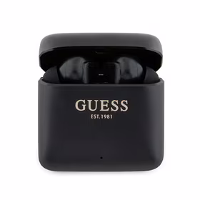 Guess Bluetooth ausinės GUTWSSU20ALEGK TWS + įkrovimo stotelė juodos su atspausdintu logotipu