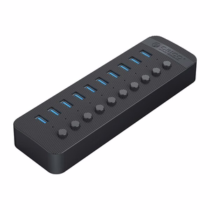 "Orico CT2U3-10AB" 10x USB-A 3.0 šakotuvas su jungikliais - juodas