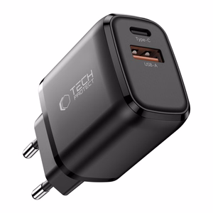 Tech-Protect NCA65W-GAN PD 65 W / QC3.0 2 jungčių sieninis įkroviklis, juodas