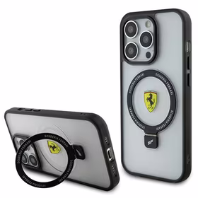 Ferrari FEHMP15LUSCAH iPhone 15 Pro 6.1" permatomas kietas dėklas su žiediniu stovu 2023 kolekcija Magnetinis