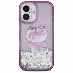 Hello Kitty Liquid Glitter 50 metų jubiliejaus vakarėlio dėklas telefonui iPhone 16 - violetinis