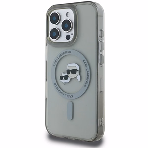 Karl Lagerfeld IML Metal Karl&Choupette Head magnetinis dėklas telefonui iPhone 16 Pro - juodas
