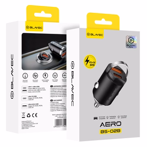 Blavec automobilinis įkroviklis BS-02B Aero - USB + Type C - QC 3.0 18W PD 30W (CCBS02BA-UCB) juodas
