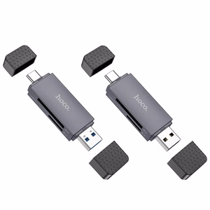 Atminties kortelių skaitytuvas Hoco HB45 USB-C/USB-A 2-in-1 USB2.0 pilkas