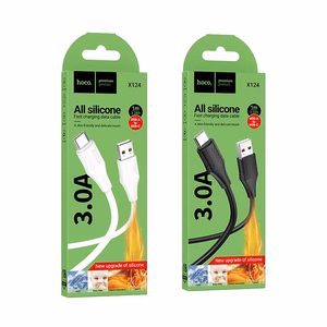 Kabelis silikoninis USB A į USB C Hoco 3A 1 m X124 - juodas