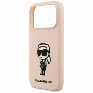 KARL LAGERFELD dėklas telefonui IPHONE 17 Pro Max su MagSafe suderintas (silikoninis su KL eskizu ir logotipu) - rožinis