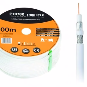 Libox PCC80 100m koaksialinis kabelis RG-6/U baltas
