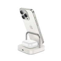 Stalo įkroviklis Hoco 2in1 USB C PD QC 3A 30W + belaidžiu įkrovimu 5W CQ16B baltas