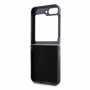 DKNY Dėklas telefonui Samsung Galaxy Z Flip6 odinis metalinis su Stack Logo - juodas