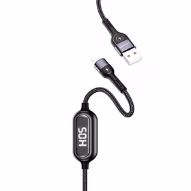 USAMS Laidas pintas U48 lightning 1,2m 2A Fast Charging LED juodas SJ423USB01 (US-SJ423)