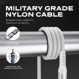 STATIK PowerPivot Pro nailoninis pynimo laidas, USB-C į USB-C, 3 m, baltas