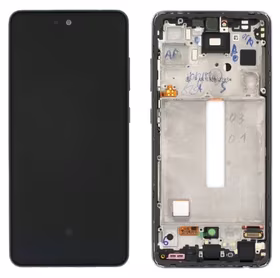 Ekranas Samsung A528 A52S 2021 su lietimui jautriu stikliuku ir rėmeliu Awesome Black OLED (real size)