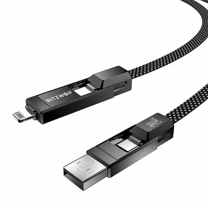 Blitzwolf BW-HDC7 4-in-1 USB+C+žaibolaidis 240W 1,2 m (juodas)