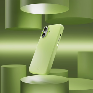 Pure Icon Magnetinis Pro skystas silikoninis dėklas iPhone 17, MagSafe suderinamas, su kameros apsauga ir aliuminio mygtukais - žalias