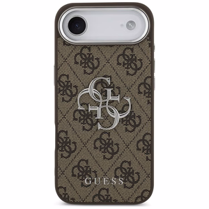 GUESS dėklas telefonui IPHONE 17 Air GUHCP17MP4G4SMCW (4G PU odos dėklas su dideliu 4G ir klasikiniu logotipu bei sidabriniu metaliniu kameros rėmeliu) rudas
