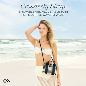 Case-Mate Micro Tote Bag vandeniui atsparus krepšys per petį, Midnight Black / Clear