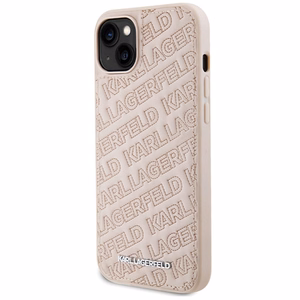 Karl Lagerfeld Kviltēts K Pattern dėklas telefonui iPhone 15 Plus / 14 Plus - rožinis