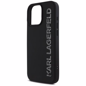 Karl Lagerfeld HC 3D Guminis Pailgintas Blizgus iPhone 16 Pro dėklas - juodas