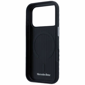 Mercedes Leather Semi Wrap Wood Effect MagSafe Case for iPhone 17 Pro - Black