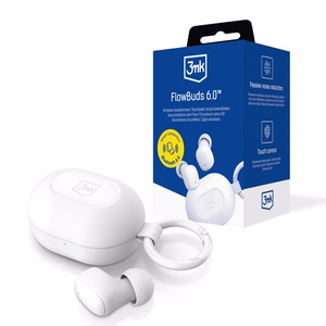TWS 3mk FlowBuds 6.0 belaidės ausinės - baltos spalvos
