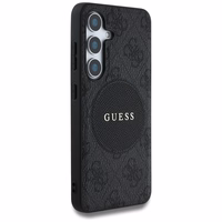 Dėklas telefonui Guess 4G Round Patch Classic Logo MagSafe Samsung Galaxy S25 Plus juodas