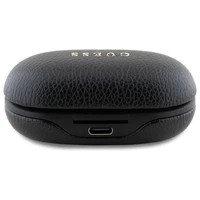Guess Bluetooth ausinės GUTWSPGTSPSK TWS + įkrovimo stotelė juodos/juodos grūdėtas klasikinis logotipas