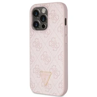 Guess GUHCP14LP4TDSCPP dėklas iPhone 14 Pro - rožinis kryžminis 4G metalinis logotipas