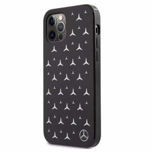 Mercedes Sidabrinių žvaigždžių rašto dėklas iPhone 12 Pro Max - juodas