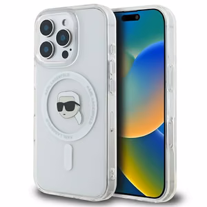 Karl Lagerfeld IML Metal Karl Head MagSafe Чехол для iPhone 16 Pro - белый