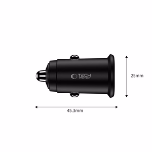 Tech-Protect CC02 35W automobilinis įkroviklis 2 lizdai USB-C / USB-A juodas