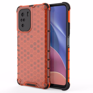 Honeycomb dėklas šarvuotas dėklas su TPU buferiu Xiaomi Redmi K40 Pro+ / K40 Pro / K40 / Poco F3 raudonas