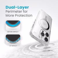 Speck Presidio Perfect-Clear ClickLock & Magsafe - iPhone 15 Pro dėklas (Clear / Chrome Finish / Serene sidabrinis)