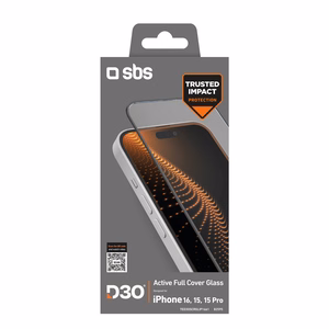 SBS grūdintas stiklas D3O su rėmeliu iPhone 16 / iPhone 15