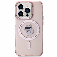 Karl Lagerfeld IML Choupette Magnetinis dėklas telefonui iPhone 15 Pro - rožinis