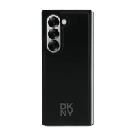 DKNY Magnetinis paprastas odinis metalinis dėklas su logotipu Samsung Galaxy Z Fold 6 - juodas