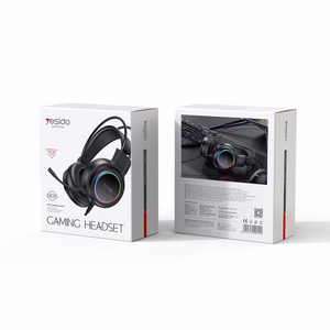 YESIDO žaidimų ausinės EK05 RGB USB + mikrofonas, juodos