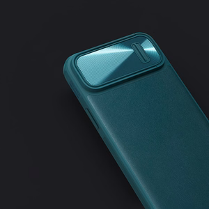 Nillkin CamShield Leather S dėklas iPhone 14 dėklas su kameros dangteliu juodas