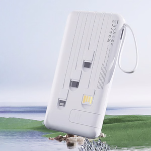 Dudao K11 10000mAh išorinė baterija su įmontuotais kabeliais - balta
