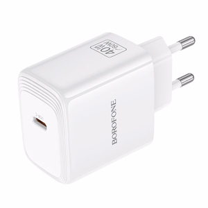 Borofone BN33 Fuente GaN USB-C tinklo įkroviklis QC3.0 PD 40W baltas
