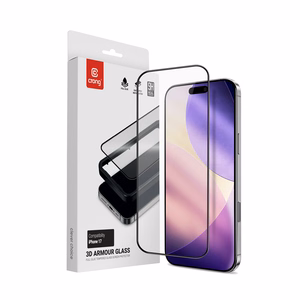 Crong 3D Armor Glass grūdintas apsauginis ekrano stiklas, skirtas iPhone 17, su montavimo rėmeliu