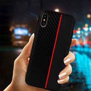 Dėklas telefonui Samsung Galaxy A6 Plus 2018 juodas su raudona juostele