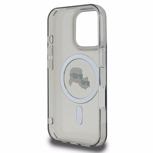 Karl Lagerfeld IML Metal Karl&Choupette Head magnetinis dėklas telefonui iPhone 16 Pro - juodas