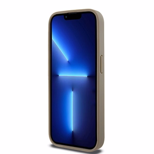 DKNY Odinis spausdintas raštas metalinis logotipas Magnetinis dėklas iPhone 15 Pro - ruda