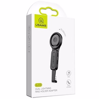 USAMS Adapteris AU06 2w1 Lightning - 2 x lightning + žiedinis laikiklis juodas SJ274LN01 (US-SJ274)