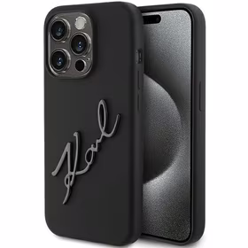 Karl Lagerfeld silikoninis dėklas Karl Script iPhone 15 Pro - juodas